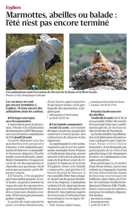 Article dauphine libere du 18 aout 24